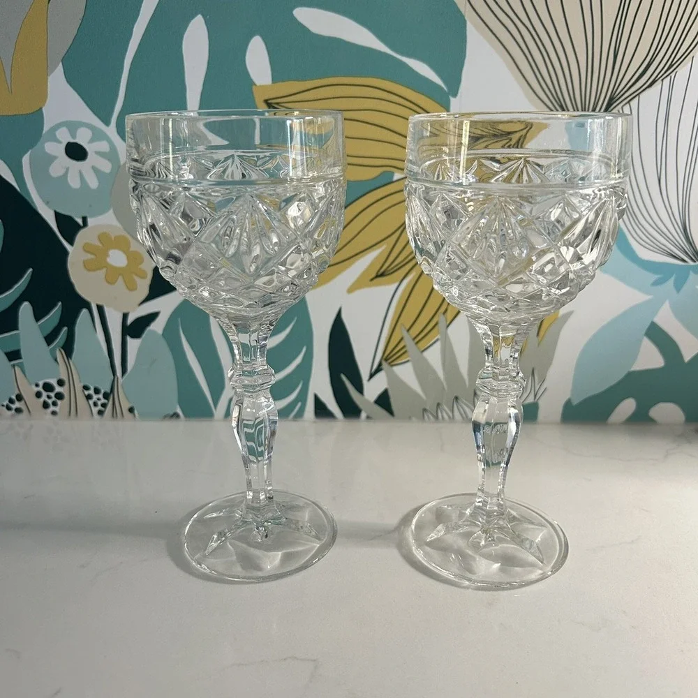 Set Of 2‎ Action Industries Ai-2 Crystal Wine Glass Goblet Stemware Diamond